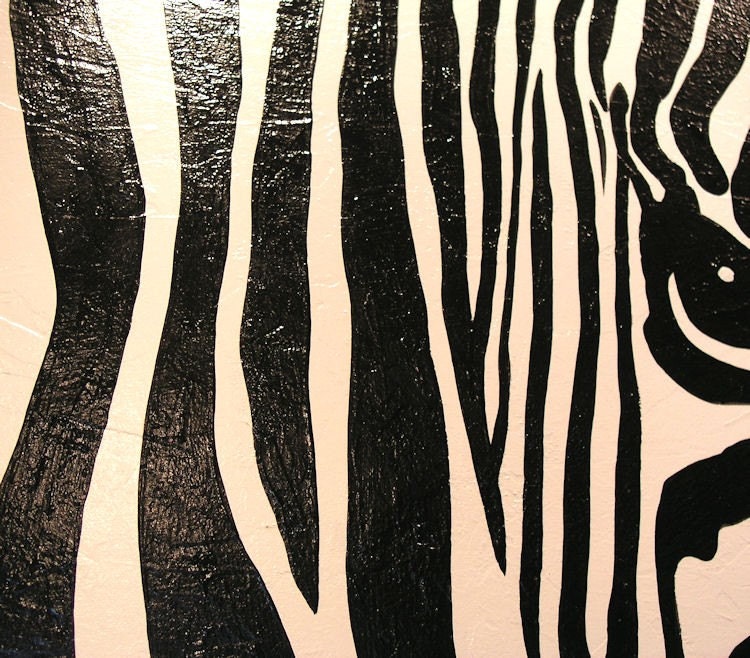 Original Large Abstract Painting Modern Contemporary Zebra Animal Impasto... 24" x 36" ... Serengeti