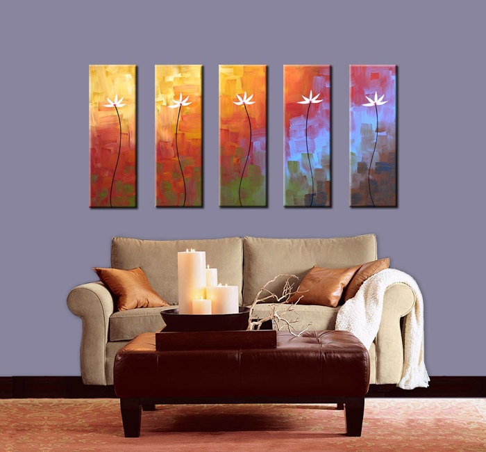 Original Large Abstract Painting Flowers...ready to hang...50 x 30 .. Dreaming Comes Easily