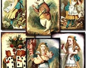 Framed 1890s Alice in Wonderland in 2.5x3.5 inches -- piddix digital collage sheet no. 778