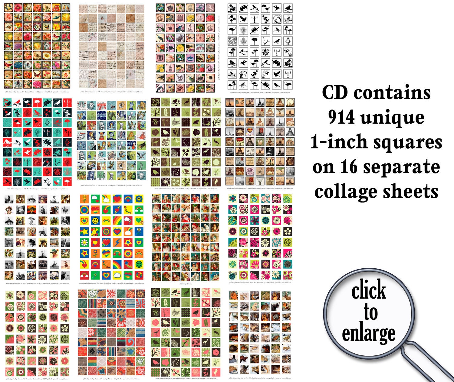 LAST ONE -- Piddix CD volume 5 with Nearly 2000 Squares on 46 Digital Collage Sheets for just 19.95
