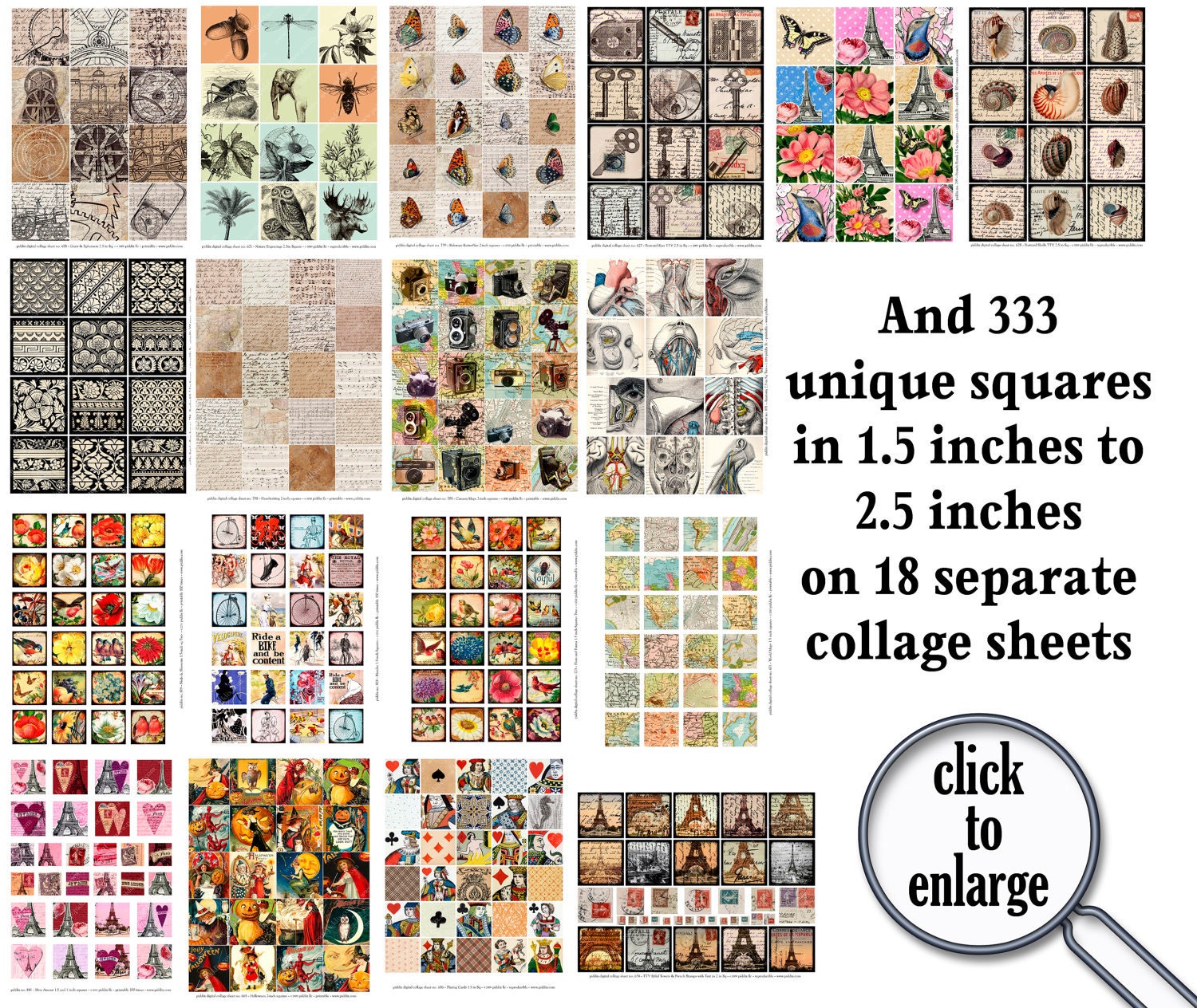 LAST ONE -- Piddix CD volume 5 with Nearly 2000 Squares on 46 Digital Collage Sheets for just 19.95