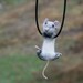 Tiny Mouse Necklace - needle felted