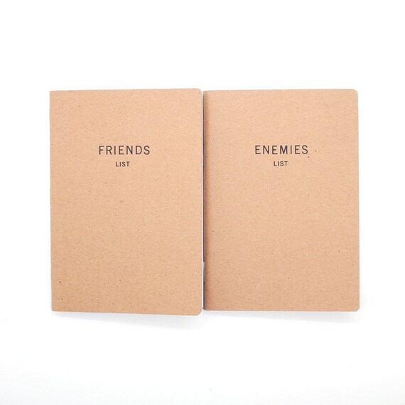 Friends List & Enemies List - Kraft Pocketbooks - Foil Stamped