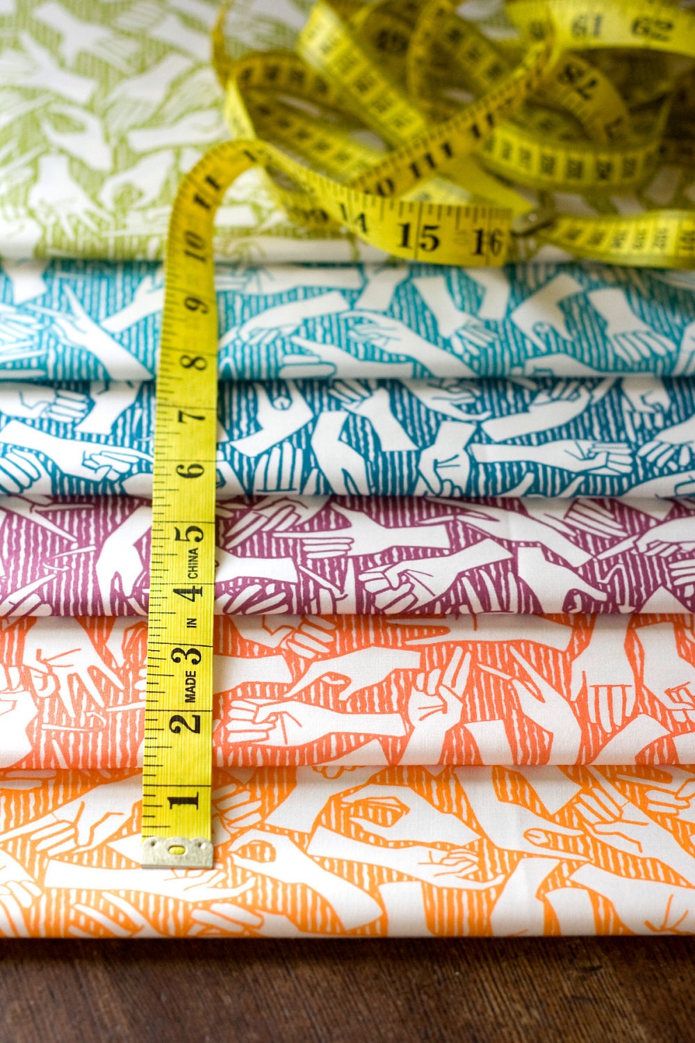 American Sign Language / ASL / Alphabet - Original Hand Drawn Fabric Yardage