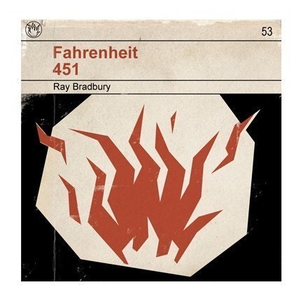 6x6 Fahrenheit 451 - Classic Vintage Book Cover Print