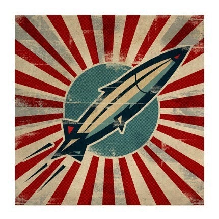 Retro Rocket Print