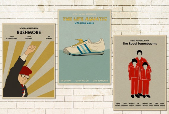 16x12 Wes Anderson set of 3 Movie Posters