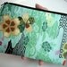 Green Asian Zipper Pouch Large Clutch Bag Pencil Case Gadget Case (Padded) ECO Friendly - Elegant Asian Panels Green Garden SPECIAL Purchase