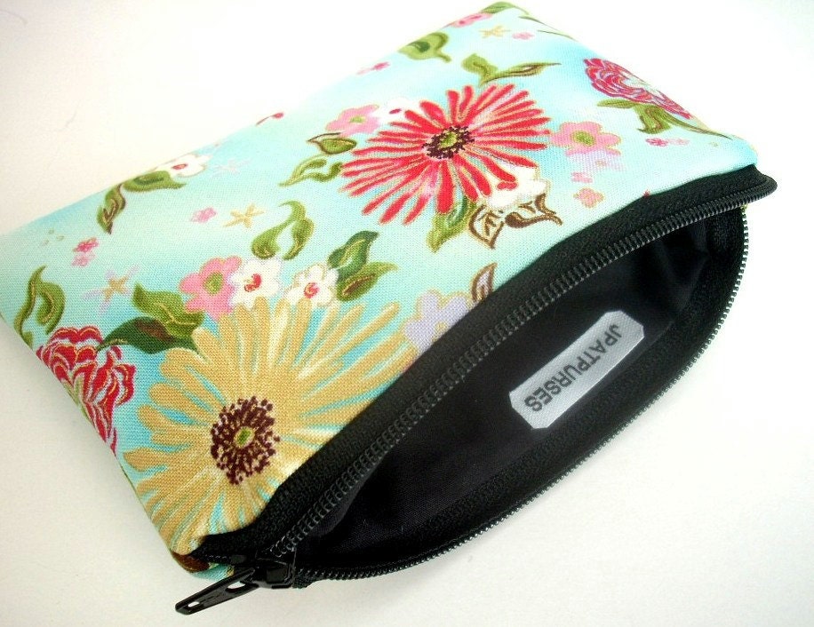 Zipper Pouch ECO FRIENDLY Little coin purse Padded Ipod or  any Gadget Case - Formosa Blue