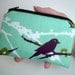 Zipper Pouch Sparrows on Aqua Blue ECO Friendly Little coin purse Gadget Case (Padded)