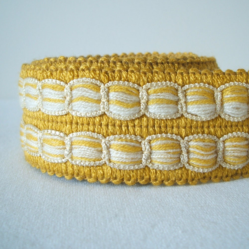 vintage woven trim in golden yellow and oatmeal