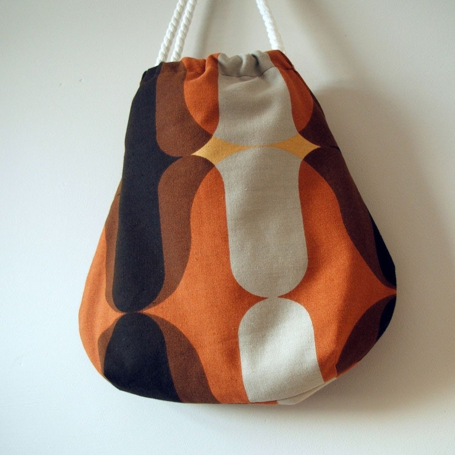 Vintage burnt orange and brown mojo tote HALF PRICE SALE
