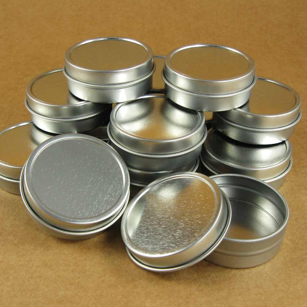 1 Oz. Silver Round Metal Tins Set of 24 by florestanissupplies