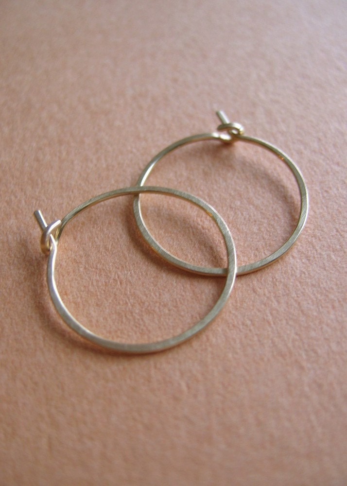 Extra-Small Or Small Gold-Filled Hammered Hoops