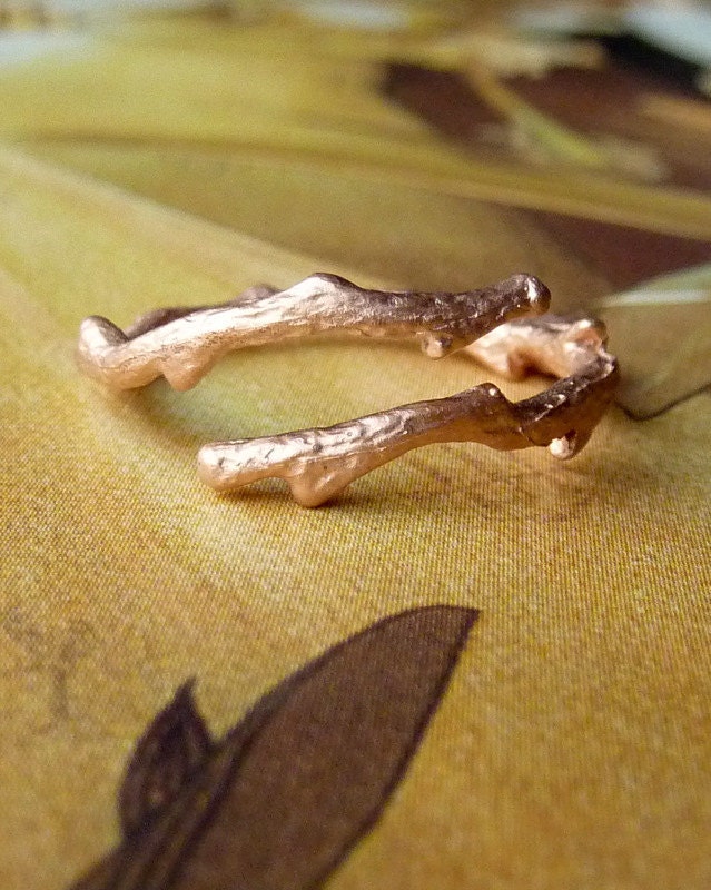 14k Gold Bypass Branch Ring