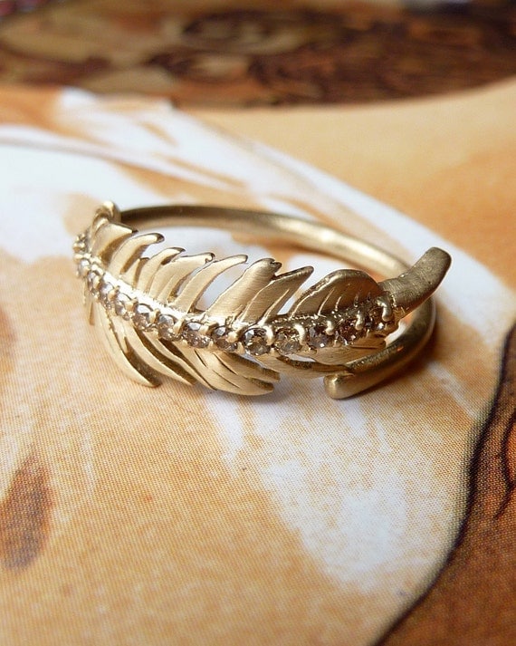 Champagne Diamond Feather Ring