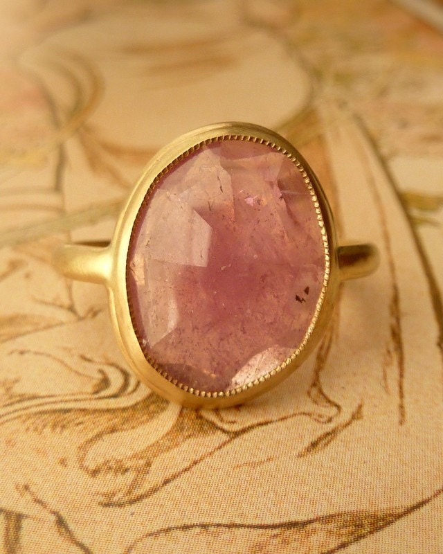 Pink Rose Cut Sapphire Ring - Large