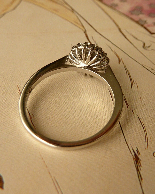 White Gold Bezel Set Diamond Halo Ring