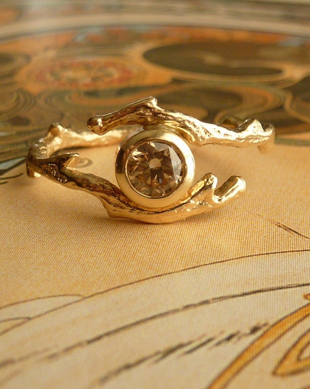 Branch Ring with Champagne Diamond- Reserved for stacylbertsch