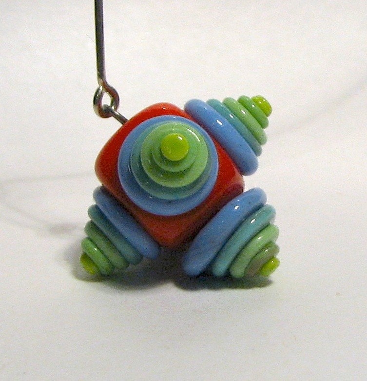 Handmade Glass Pendant on Silver Neckring