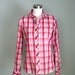 SALE . vintage . pastel . pink . WESTERN . plaid . ruffled . blouse