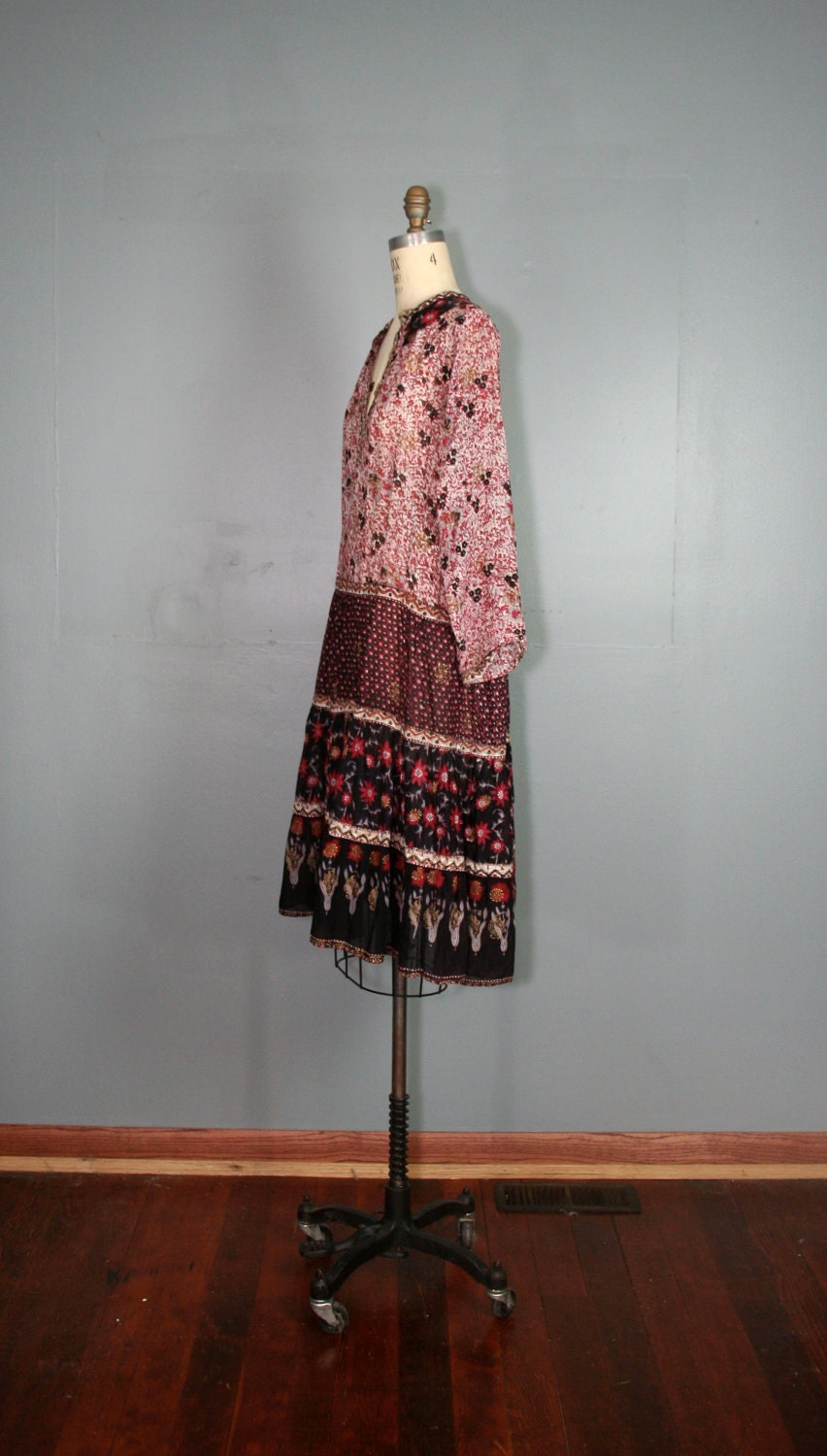 vintage . india . gauze . FESTIVAL . sheer . cotton . hippie . dress