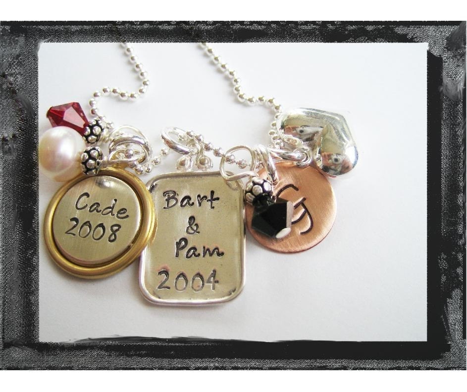 Hand Stamped Mixed Metals Charm Necklace
