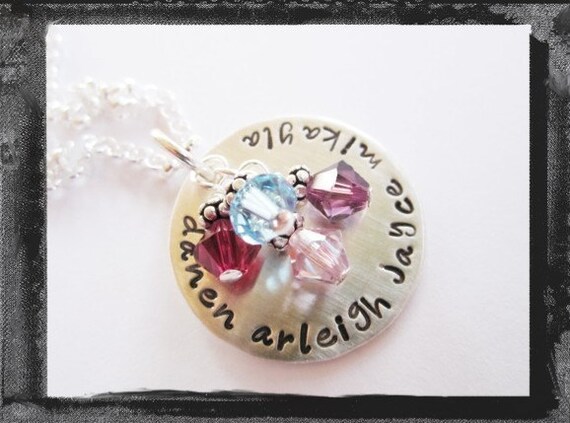 Personalized Necklace in Sterling Silver with Birthstones
