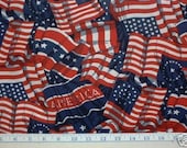 Old Glory Quilt Fabric - US American Flag Patriotic  USA Flags - Retired HTF
