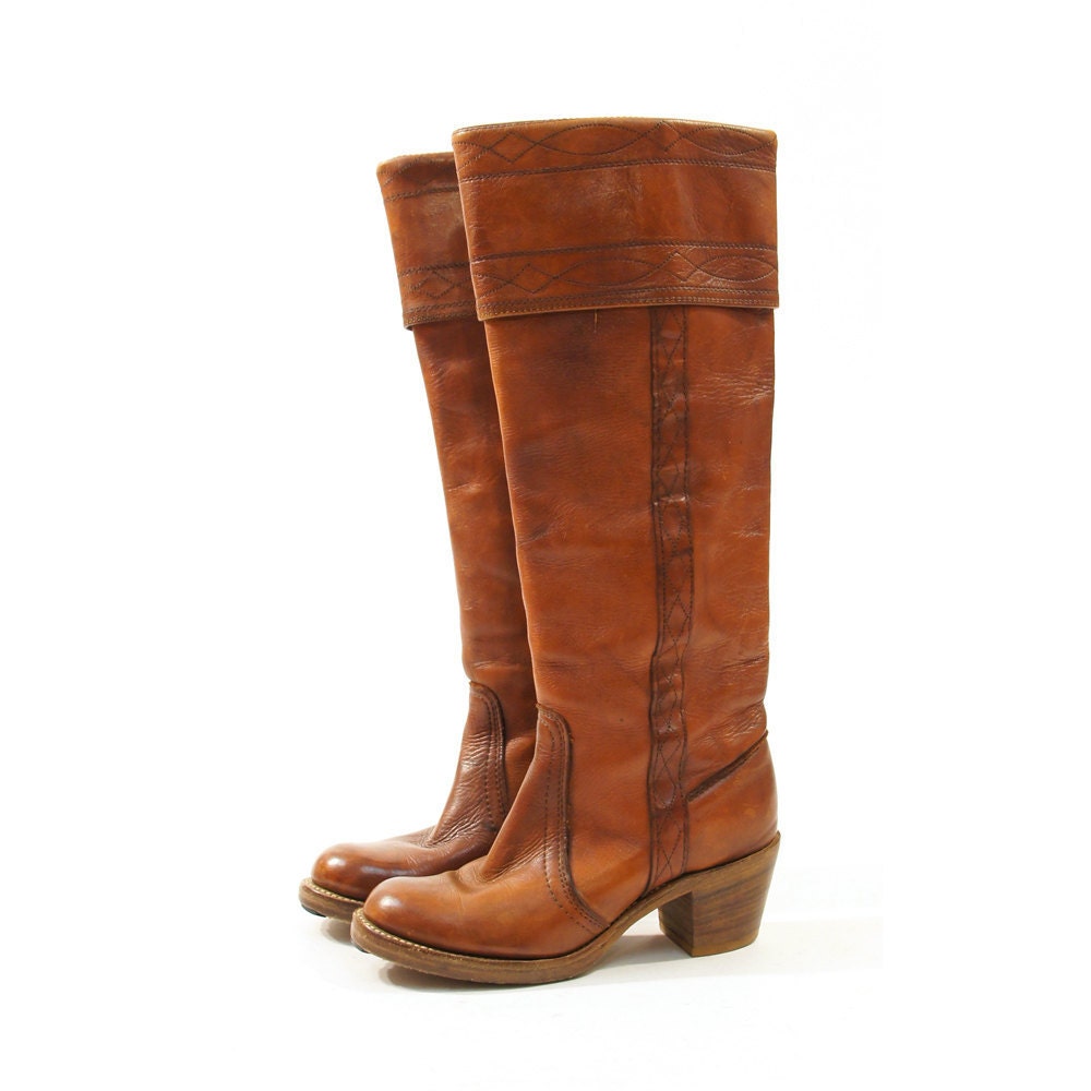 70s Campus Boots with Cuff / Mahogany Brown Leather / Women's sz 6