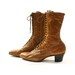 sz 6.5 / 7 Authentic Victorian Lace Up Granny Boots in Nut Brown Leather Wearable Antique