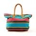 80s BIG Striped Tote / Beach Bag with Leather Shoulder Straps / by Unisa