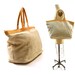 80s Linen Weekender Tote / Beach Bag with Leather Shoulder Straps / by Unisa