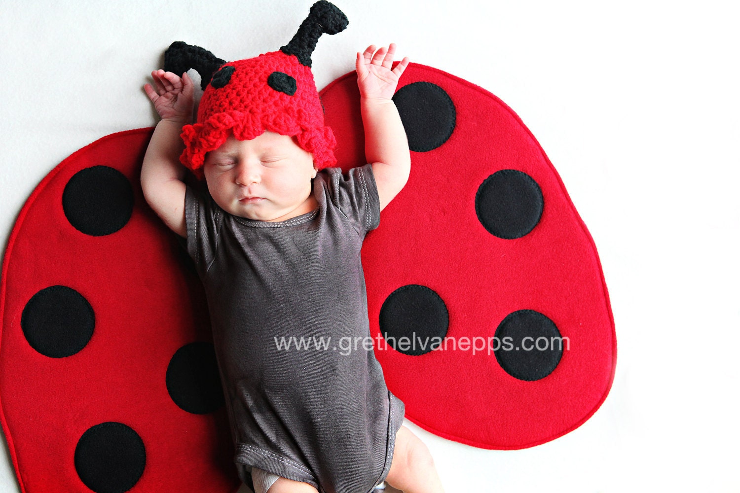 newborn hat photography prop lady bug beanie cap
