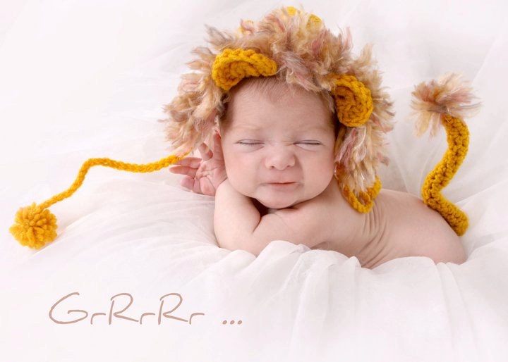 newborn photography prop lion hat and tail set
