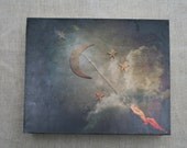 lasso me the moon photo encaustic 8x10
