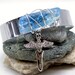 Blue Crystal Bracelet - Raw Quartz Cuff - Blue Quartz Crystal & Wing Dagger Bracelet - Gemstone Jewelry