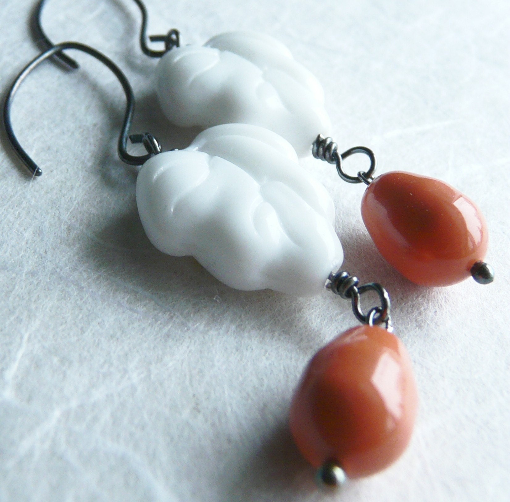 Store Closing SALE - Take 50% Off - Maude - Vintage Glass and Faux Pearl Earrings