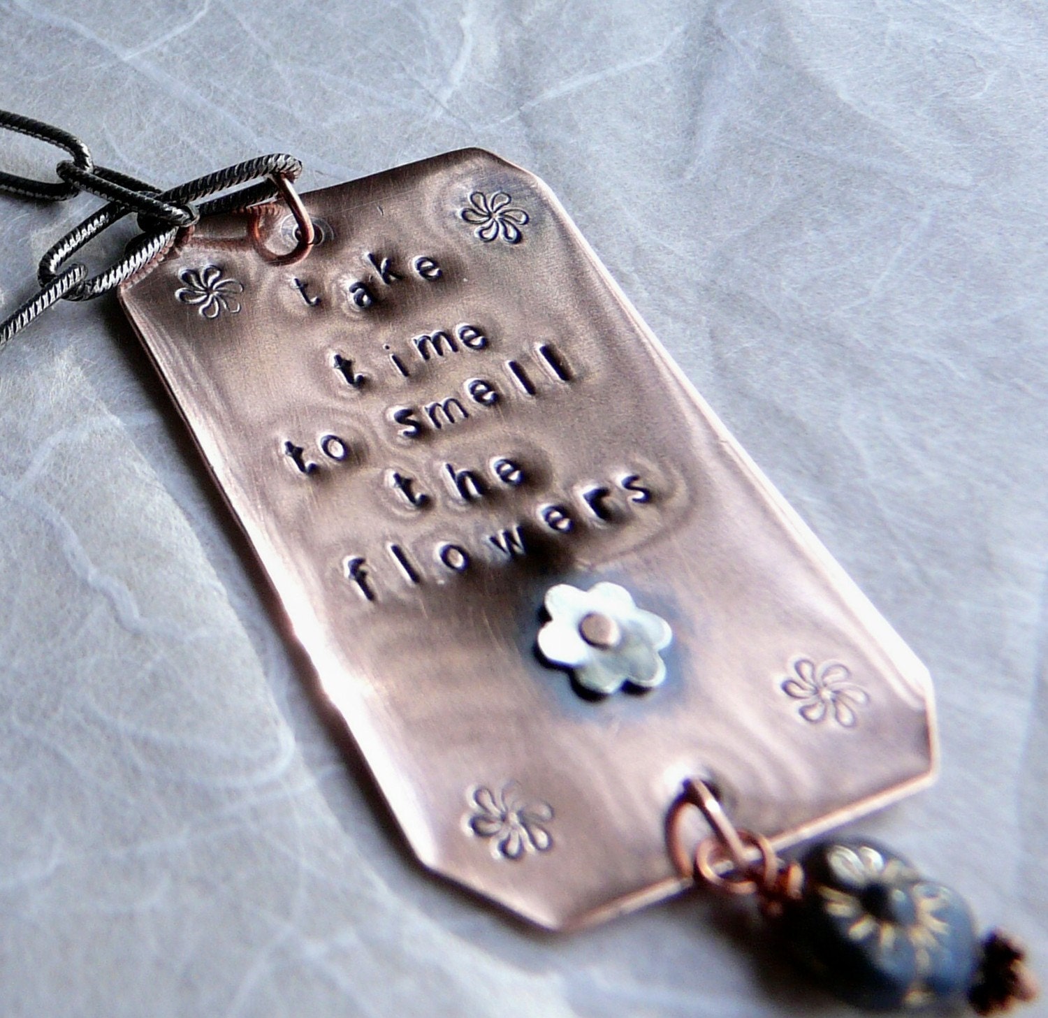 Store Closing Sale - Take Time - Original Hand Stamped Pendant Necklace