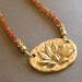 RESERVED . SALE Lotus Pendant Necklace . Orange Sapphire . Vermeil Gold