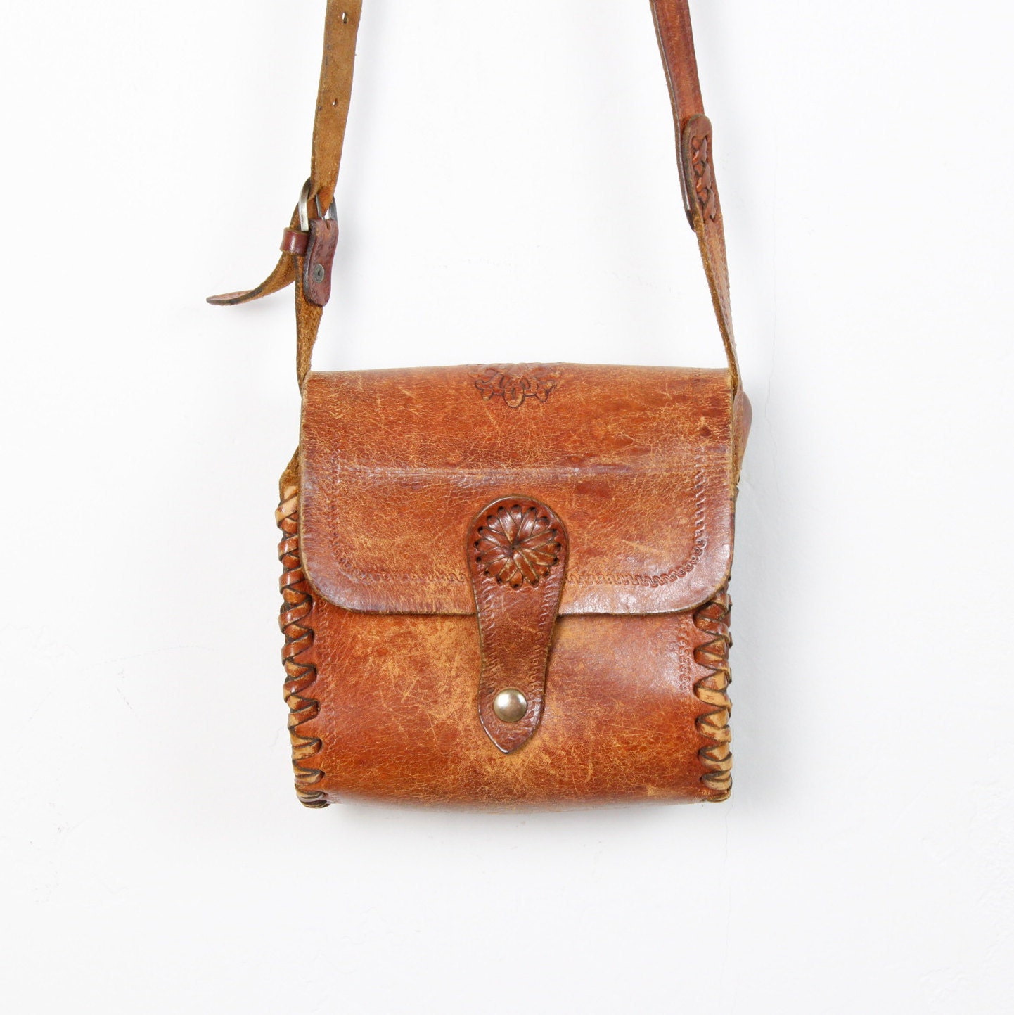 Tooled Leather Distressed Cross Body Bag - salvagelife