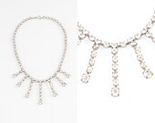 1940s Rhinestone Chain and Dangle Necklace