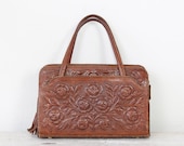Tooled Leather Floral Vintage 1940s Bag