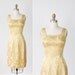 1960's Gold Wiggle Dress Brocade Aline
