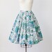 Full Skirt House Print Mid Century Green Blue 1950s