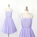 Lilac Full Skirt Vintage Dress with Lace Trim