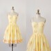 Yellow Gingham Floral Print Full Skirt Dress