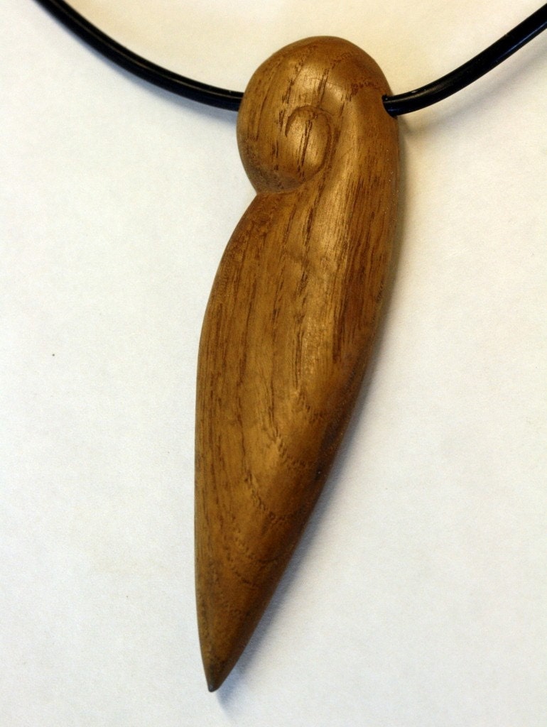 Hand-Carved Wooden Pendant