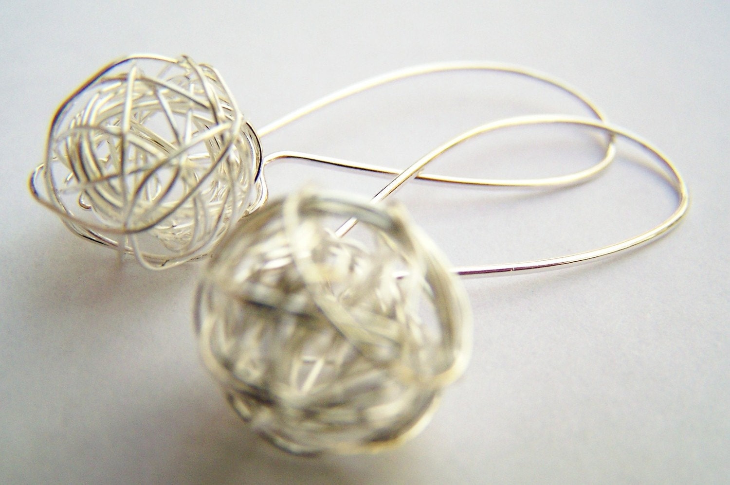 Wireballs - Mini Balls of Wire on Kidneywire Earrings
