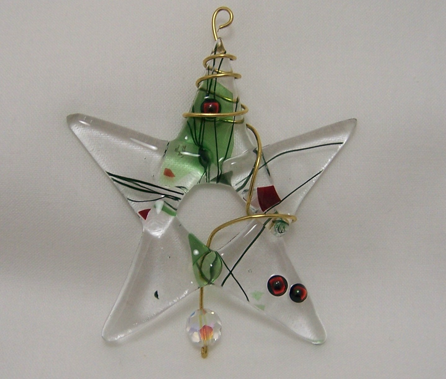 Fused Glass Christmas Star Tree Ornament Or Suncatcher By Bigsky